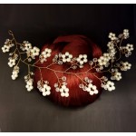 Accesoriu modern pentru decor par WED26 Auriu cu cristale si perle de 35cm Accesoriu modern pentru decor par WED26 Auriu cu cristale si perle de 35cm